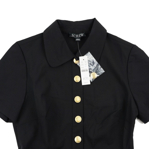 New JCREW $298 Collared Sheath Dress Bi-Stretch Wool Blend - Black BY788 - Picture 5 of 5